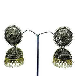 Royal Heritage Gold Vintage Bell Tassel Jhumki Earrings