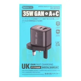 Remax U2-AC35W 35W Gan A+C Digital Fast Charger Silver