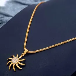 Gold Plated 18/24 Inch 2.5mm Singapore square fox chain with Sun Pendant chain for women