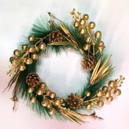 Party Santa Festival Christmas Decoration Gold Hanging Ring 20cm Christmas wreath