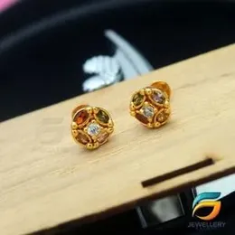Gold Plated Persian Turquoise 18k Gold Cocktail Earring With Color Stone   Fashion Stylish Rich Look Earring For Women.