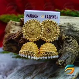 GÃ³ld Plated Oxidized Earrings Antique Boho Vintage Tribal Jhumka Jhumki Metal Dangl e Faux Pearl Drop  for Women.