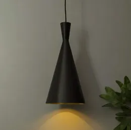 Black Metal Inverted Cone Nordic Pendant Lamp - Modern Hanging Light for Kitchen Bedroom Living Room