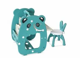 Kids Desk & Chair Set â Teal Bunny Backrest, Bear Side Panels, Indoor Playroom Furniture