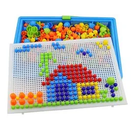 Kids Mosaic Mushroom Plug Beads Puzzle Creative Game 296pcs