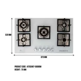 TEMP GLASS SQ 5 BURNER COOKER WHITE H87-5008B LC