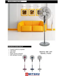 16 Inch Luxurious Stand Fan MSFV-1677 7 Blades 55W Timer Oscillation Copper Motor