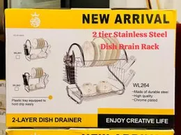 2 tier stainless steel dish drain rack