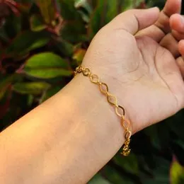 Gold plated 4mm,4.5mm and 6mm Half Machine Cut Link Bracelet for Ladies