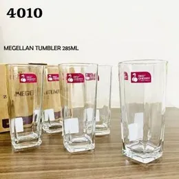 6Pcs Water 7 juice Glasses Square Base Drinking Glass Set (Red Cherry)