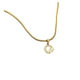 Gold Plated Chain With Pendant 18/24 inch 02MM Fox Chain with Round Pendant Necklace for Ladies & Girl.