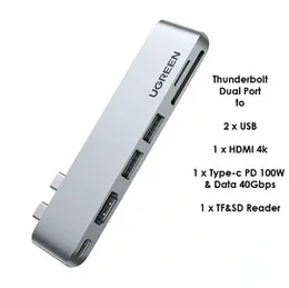UGREEN Thunderbolt Dual Port Type-C Multifunction Adapter (Macbook Air/Pro) â CM380 - 80856