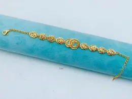 Gold-Plated Bracelet with Textured Round Links & Logo
