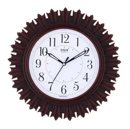 Sonam Wall Clock MO-3717 Round Analog Quartz Brown Cherry Wood 32cm Battery Japanese Tech