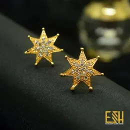 Gold Plated Star Earrings with White Stones for Women & Girls