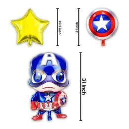 5 Pcs Captain America Foil Balloon Pack - Themed Birthday Party Balloons for Kids - Party Decorations Super Heo Avengers Captain America Design