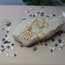 Gold Plated S Cut Link Chain & Darmachakkara with White Crystal Stone 24 Inch Stylish Design Guaranteed Necklace