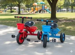 Kids Tricycle with Basket â Red/Blue | Sturdy Ride-On Toy for Toddlers | Age 2â6 Years