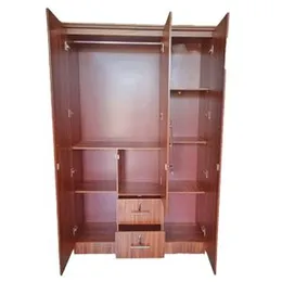 3 door, Melamine Cupboard /Almari (6x4 Fit) , Tow Loker & mirror , drack brown, - 5 year warranty