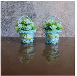 Mini Miniature Flower Basket Small Bouquets Decoration Showpiece for Home Deco Christmas Decoration (4 Colors) - Beautiful Eye Catching, Classic Desig