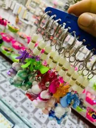 Colorful Teddy Bear-Shaped Keychain â White Beaded Accent Charm