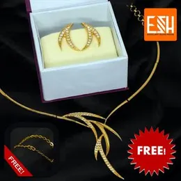 Buy One Get One Free Gold Plated Stylish Necklace with Earrings + Free Link Bracelet & Gift Box for Women & Girls