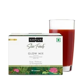 Kapiva Skin Foods Glow Mix | Ayurvedic Skin Supplement, Collagen Powder | Skincare for Glowing & Healthy Skin (30 Sachets) (FROM INDIA)SAB