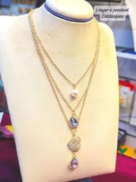 Fashion 3 Layer Multi-Pendant Gold Chain Necklace For Women