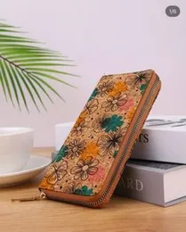Vintage Wood Grain Leather Floral Wallet