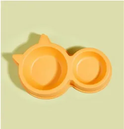 Double Food Bowl for Cats - Cute Cat Design Pet Feed & Water Bowl Plate for Cats, Kittens, Dogs Pets