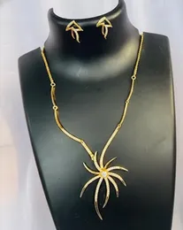 Gold plated Hight Quality rich look BEAUTIFUL flower theme new design necklace and earring with fixed stone for women and girl