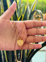 Gold Plated Cute 18-Inch Box Chain with Heart Design Panchauda Pendant for Kids & Babies