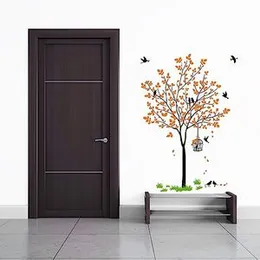 Decal O Decal Orange Tree with Birds Cage and Nest Self Adhesive Wall Sticker (FROM INDIA FAAZ)