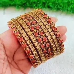 clip stone Handmade bangle gold and orange