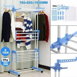 Three-Layer Heavy Duty Mobile Clothes Drying Rack & Garment Hanger