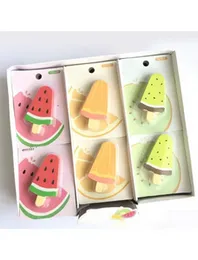 Hot Selling Custom Cute Fruit Design Borradores Colorful Popsocle Ice Cream Shape 2D Pencil Eraser Set.