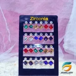 Gold Line Multi Colored Earrings with White Stone for Girl & Woman.