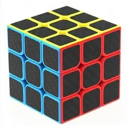 3x3x3 Carbon Fibre Sticker Rubik Cube - 3 by 3 Smooth Rubik Magic Cube