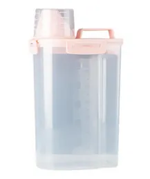 Kitchen Plastic Clear Dry Food Storage Bin 2-3 lbs. - Airtight Cereal Flour Dispenser with Puring Spout & Measuring Cup - Rice Storage Container , Ric