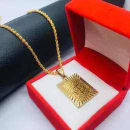 Gold Plated Soft Rope Chain With Biscuit Pendant  For Women.