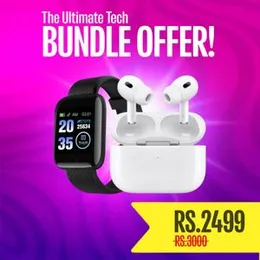 Bundle offer AirPods Pro with smart unisex bracelet watch. Premium quality