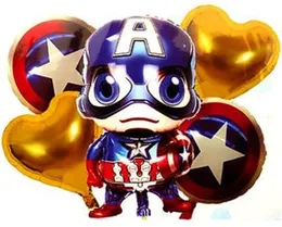 5 Pcs Foil Ballons Captain America Birthday Party Decorating
