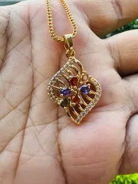 Gold Plated New Stylish Pendant with Multi Colour Stones for Women & Girls