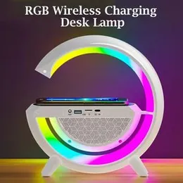 Portble Bluetooth Speaker White Noise RGB Light Loudspeaker with LED Display 15W Wireless Phone Charger Support FM TF USB AUX
