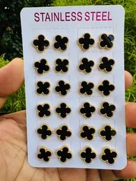 Gold Plated New Stylish Black Flower Earrings for Women & Girls