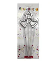 Heart Star Candle Happy Birthday Party Cake Decoratings