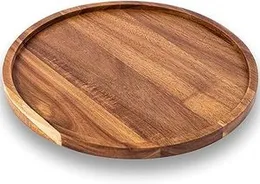Roll over image to zoom in 2 VIDEOS WEBHUSHI 11 Inches Tray, Round Wood Tray For Coffee Table, Small Wooden Serving Tray, Decorative Trays For Home De