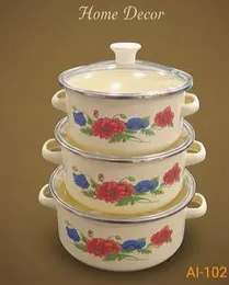 3 Pcs Enamel Casserole Set | High Quality Enamel Cookware for Kitchen