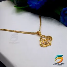 Gold Plated Guaranteed 18/24 inch Albert Chain with Double Heart pendant Necklace for ladies.