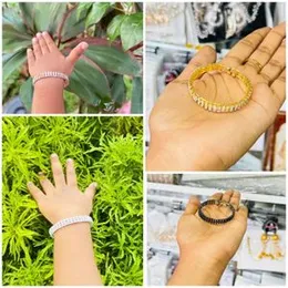 Silver, Black, Gold, Rose gold color 3-line cute baby toddler bangle for 3-to-7-year kid's girls